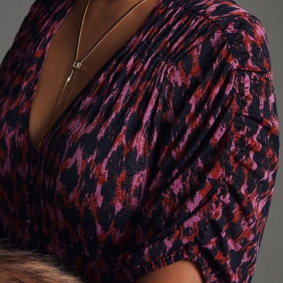 LNWT Anthropologie Printed Ruched-Sleeve Maxi Dress - Picture 8 of 8